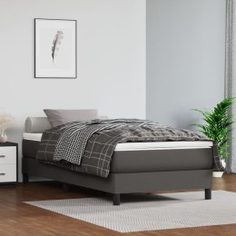 Łóżko kontynentalne, szare, 90x200 cm, obite sztuczną skórą