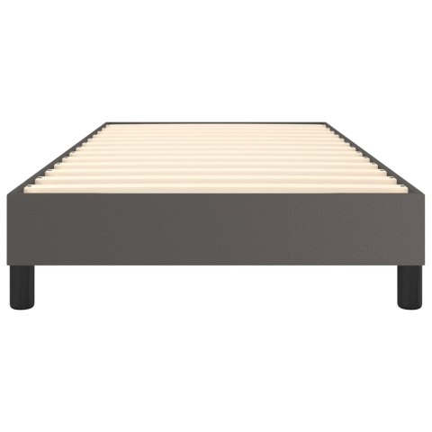 Łóżko kontynentalne, szare, 90x200 cm, obite sztuczną skórą