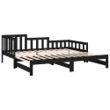 Łóżko rozsuwane, czarne, 2x(90x200) cm, lite drewno sosnowe