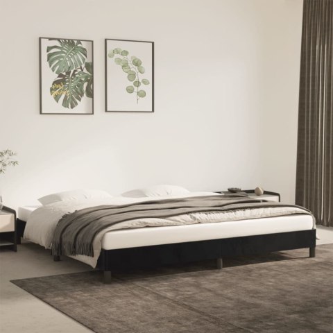 Rama łóżka, czarna, 200x200 cm, tapicerowana aksamitem