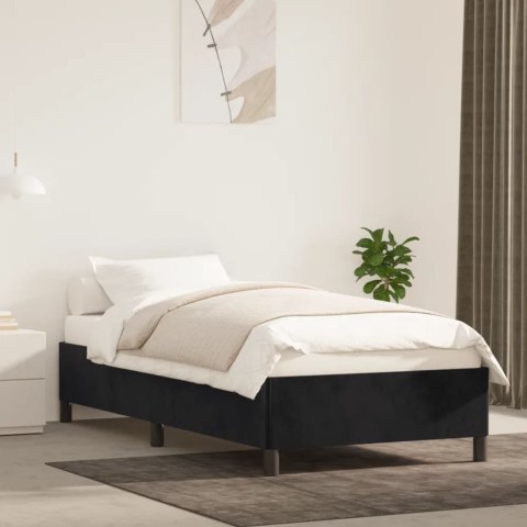 Rama łóżka, czarna, 90x190 cm, tapicerowana tkaniną