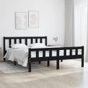Rama łóżka, czarna, lite drewno, 140 x 190 cm