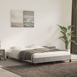 Rama łóżka, jasnoszara, 140x190 cm, tapicerowana aksamitem
