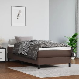 Łóżko kontynentalne, brązowe, 80x200 cm, obite sztuczną skórą