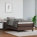 Łóżko kontynentalne, brązowe, 90x200 cm, obite sztuczną skórą