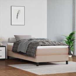 Łóżko kontynentalne, cappuccino, 90x200 cm obite sztuczną skórą