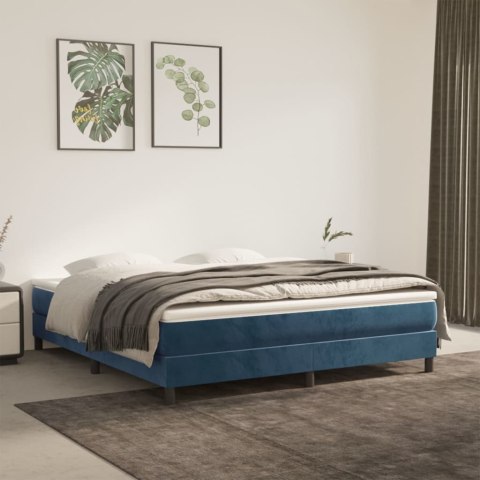 Łóżko kontynentalne, ciemnoniebieska, 180x200cm obite aksamitem