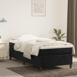 Łóżko kontynentalne, czarne, 90x190 cm, tapicerowana aksamitem
