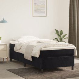 Łóżko kontynentalne, czarne, obite aksamitem, 100x200 cm