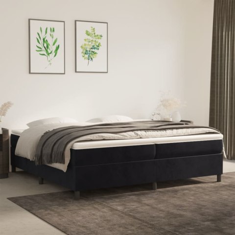 Łóżko kontynentalne, czarne, obite aksamitem, 200x200 cm