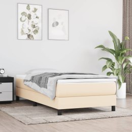 Łóżko kontynentalne, kremowe, tapicerowane tkaniną, 90x190 cm