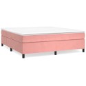 Łóżko kontynentalne, różowa, 200x200 cm, tapicerowana aksamitem