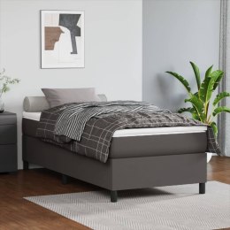 Łóżko kontynentalne, szare, 80x200 cm, obite sztuczną skórą