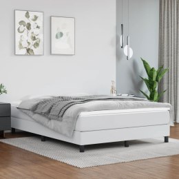 Łóżko kontynentalne, białe, 140x200 cm, obite sztuczną skórą