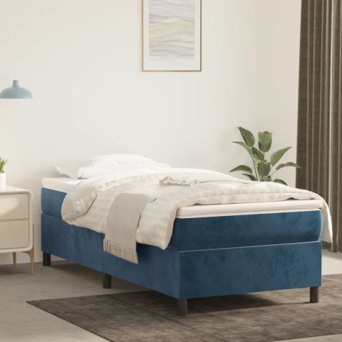 Łóżko kontynentalne, ciemnoniebieska, 90x200cm, obite aksamitem