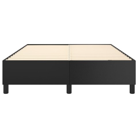 Łóżko kontynentalne, czarne, obite sztuczną skórą, 140x200 cm