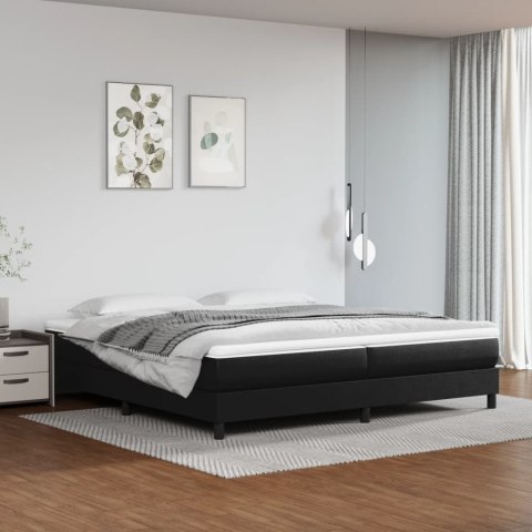 Łóżko kontynentalne, czarne, obite sztuczną skórą, 200x200 cm