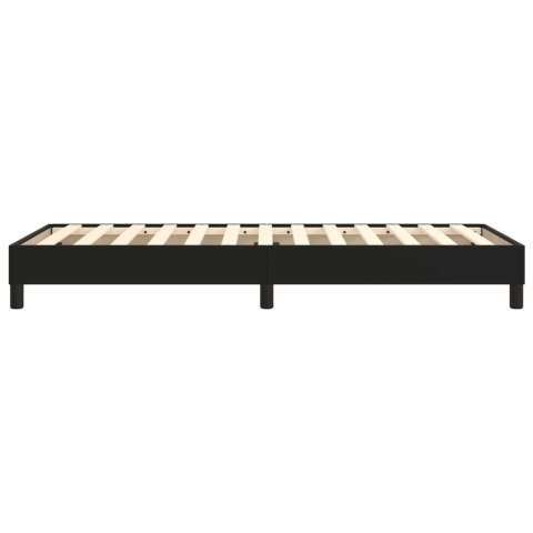 Łóżko kontynentalne, czarne, obite sztuczną skórą, 90x200 cm