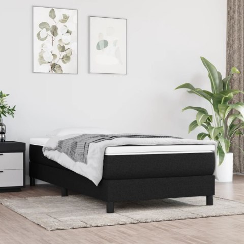 Łóżko kontynentalne, czarne, obite tkaniną, 90x190 cm
