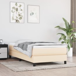 Łóżko kontynentalne, kremowe, tapicerowane tkaniną, 100x200 cm