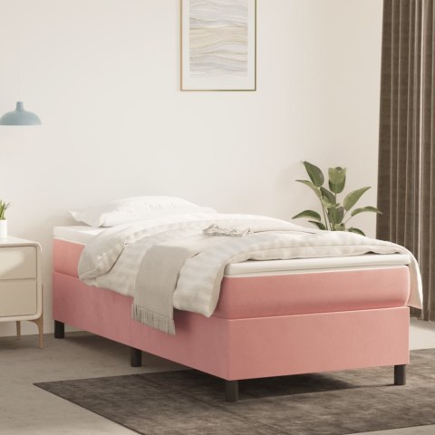Łóżko kontynentalne, różowa, 90x200 cm, tapicerowana aksamitem