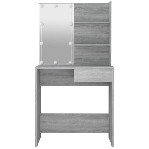 Toaletka z LED, szary dąb sonoma, 74,5x40x141 cm