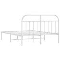 Metalowa rama łóżka z wezgłowiem, biała, 140x190 cm