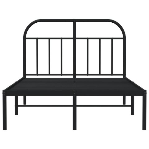 Metalowa rama łóżka z wezgłowiem, czarna, 120x190 cm