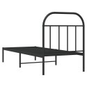 Metalowa rama łóżka z wezgłowiem, czarna, 75x190 cm