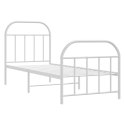 Metalowa rama łóżka z wezgłowiem i zanóżkiem, biała, 75x190 cm