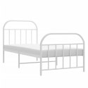 Metalowa rama łóżka z wezgłowiem i zanóżkiem, biała, 90x200 cm