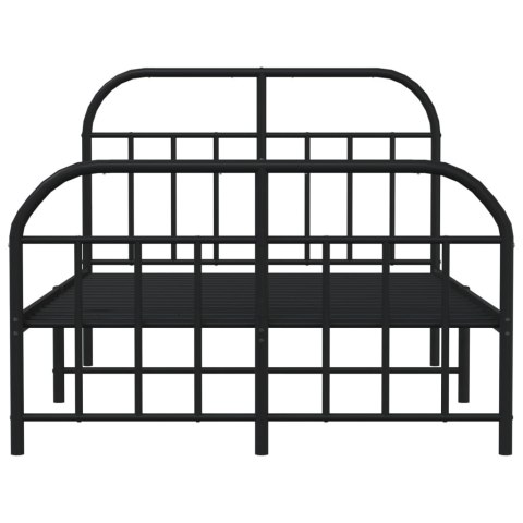 Metalowa rama łóżka z wezgłowiem i zanóżkiem, czarna, 120x190cm