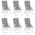 Poduszki na krzesła ogrodowe, 6 szt., szare, 120x50x3 cm