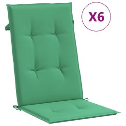 Poduszki na krzesła ogrodowe, 6 szt., zielone, 120x50x3 cm