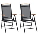 Składane krzesła ogrodowe, 2 szt., aluminium/textilene, czarne