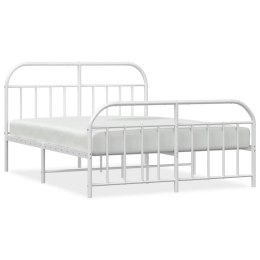 Metalowa rama łóżka z wezgłowiem i zanóżkiem, biała, 140x190 cm