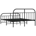 Metalowa rama łóżka z wezgłowiem i zanóżkiem, czarna, 160x200cm