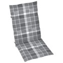 Poduszki na krzesła ogrodowe, 6 szt., szara krata, 120x50x3 cm