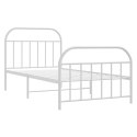 Metalowa rama łóżka z wezgłowiem i zanóżkiem, biała, 107x203 cm
