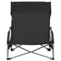 Składane krzesła plażowe, 2 szt., czarne, obite tkaniną