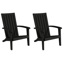 Krzesła ogrodowe Adirondack, 2 szt., czarne, polipropylen