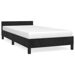 Rama łóżka z zagłówkiem, czarna, 100x200 cm, aksamitna