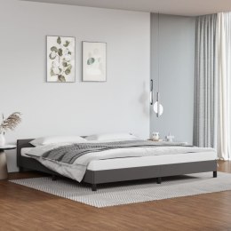 Rama łóżka z zagłówkiem, szara, 200x200 cm, sztuczna skóra