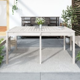 Stół ogrodowy, biały, 159,5x82,5x76 cm, lite drewno sosnowe