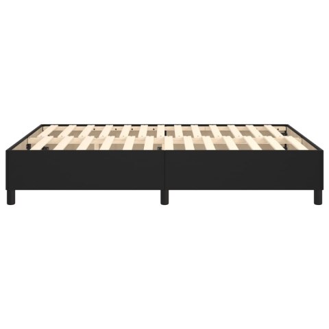 Łóżko kontynentalne, czarne, obite sztuczną skórą, 140x190 cm