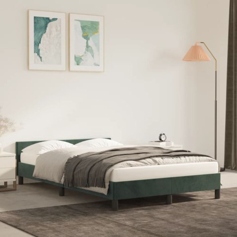 Rama łóżka z zagłówkiem, ciemnozielona, 120x200 cm, aksamitna