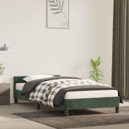 Rama łóżka z zagłówkiem, ciemnozielona, 90x190 cm, aksamitna