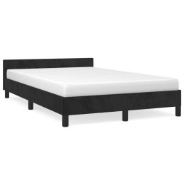 Rama łóżka z zagłówkiem, czarna, 120x200 cm, aksamitna