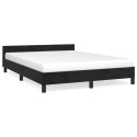 Rama łóżka z zagłówkiem, czarna, 140x190 cm, aksamitna