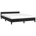 Rama łóżka z zagłówkiem, czarna, 140x190 cm, aksamitna